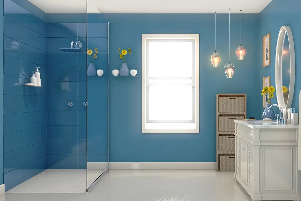 Frameless 10 mm toughened glass shower screen in a Melbourne bathroom